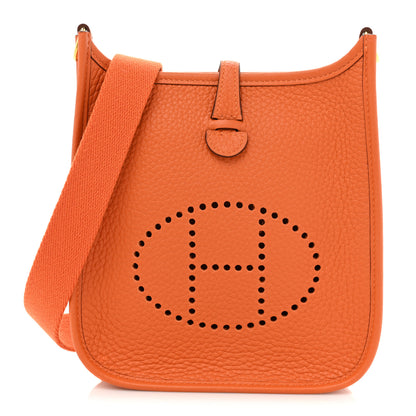 Hermes Taurillon Clemence Evelyne TPM Orange 1 of 9