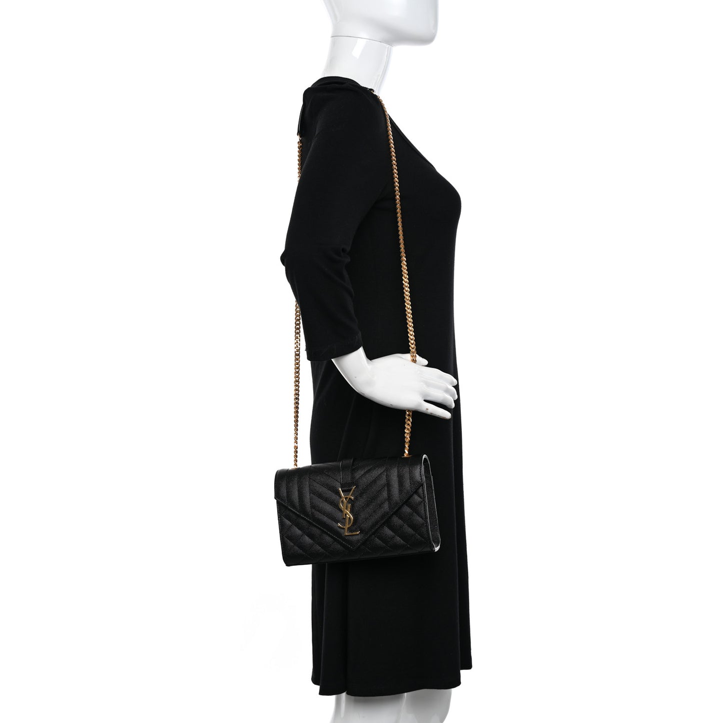 Grain De Poudre Textured Mixed Matelasse Triquilt Small Monogram Satchel Black