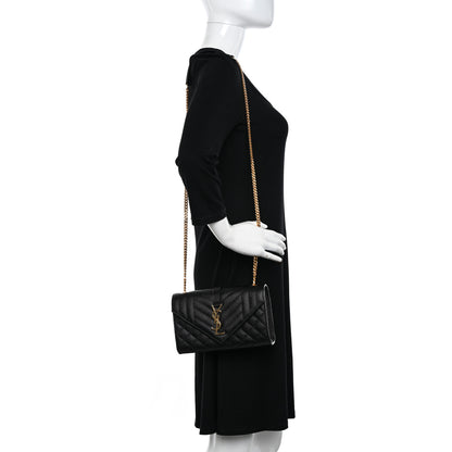 Saint Laurent Grain De Poudre Textured Mixed Matelasse Triquilt Small Monogram Satchel Black 2 of 10