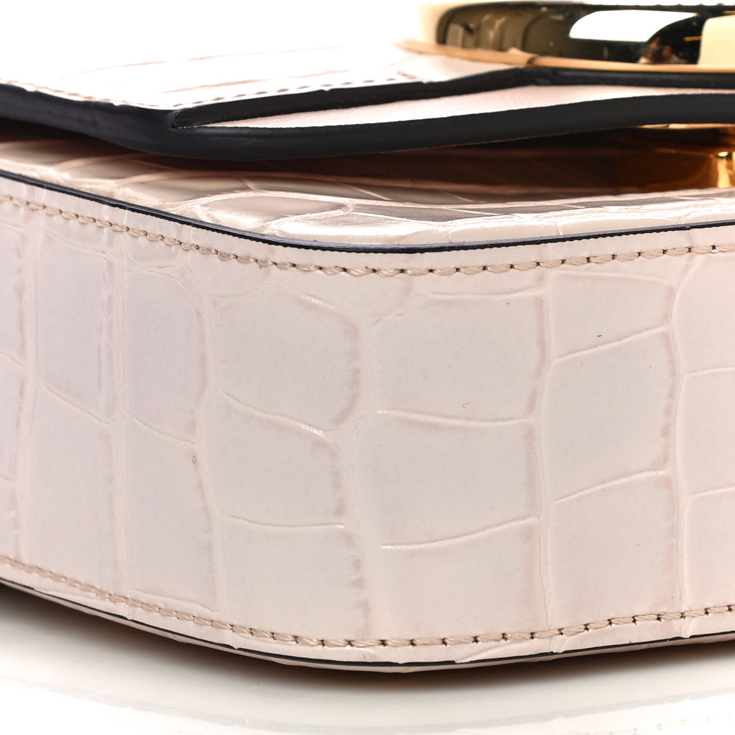 Chloe Calfskin Crocodile Embossed Mini C Double Carry Cement Pink 9 of 11