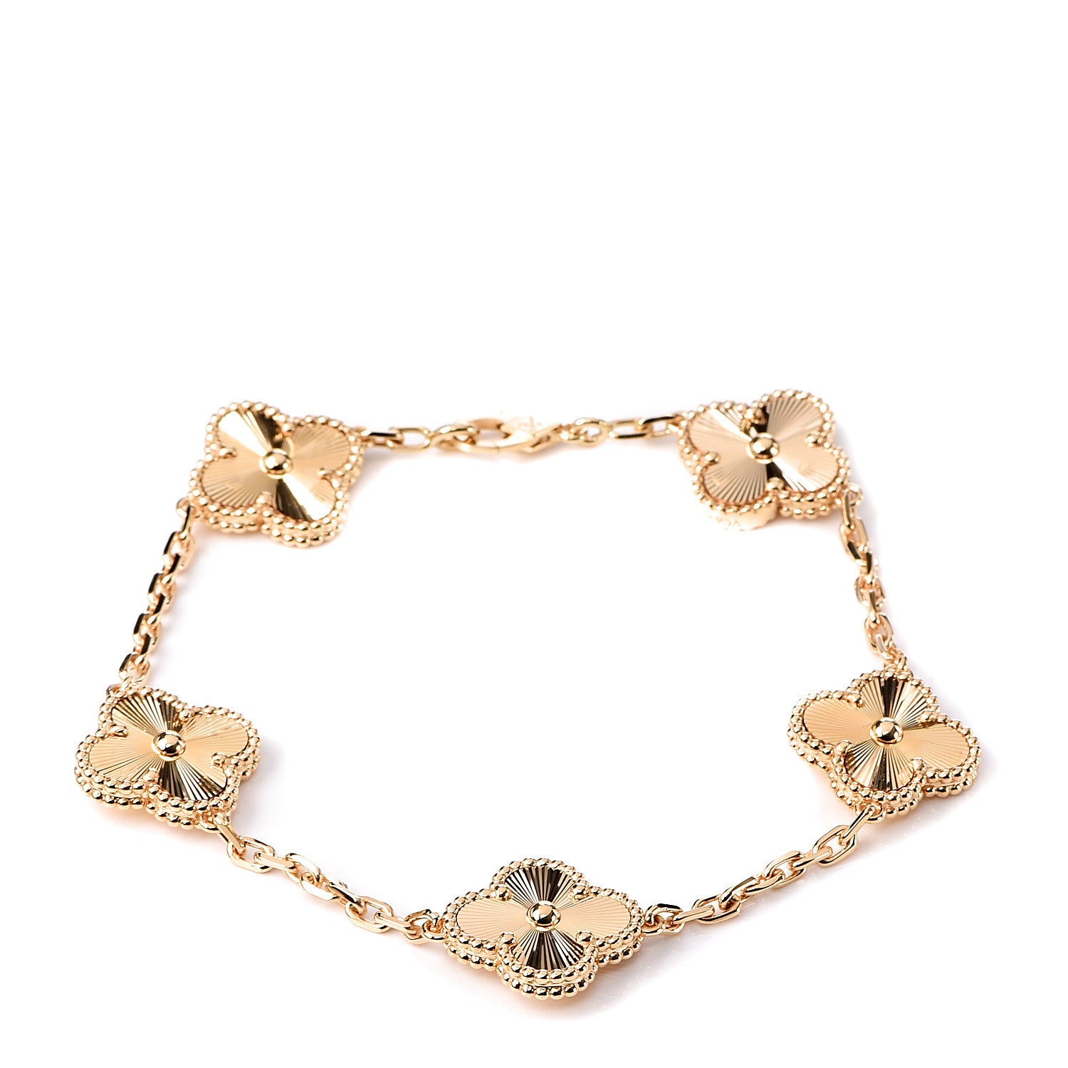 Van Cleef & Arpels 18K Yellow Gold 5 Motifs Guilloche Vintage Alhambra Bracelet 1 of 6