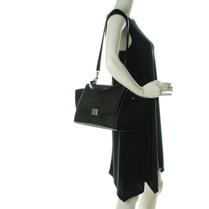 Celine Drummed Calfskin Suede Small Trapeze Black 2 of 8