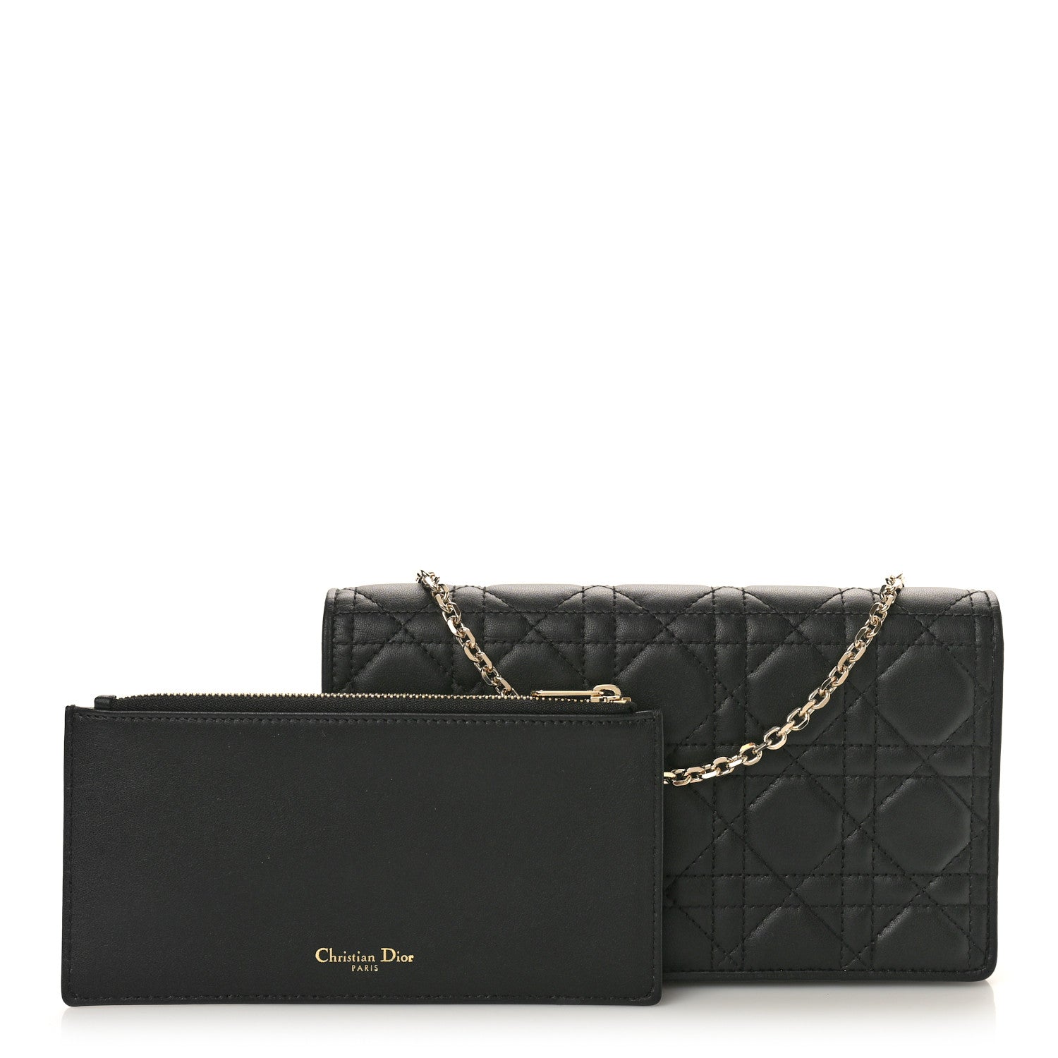 Christian Dior Lambskin Cannage Lady Dior Pouch Black 3 of 11