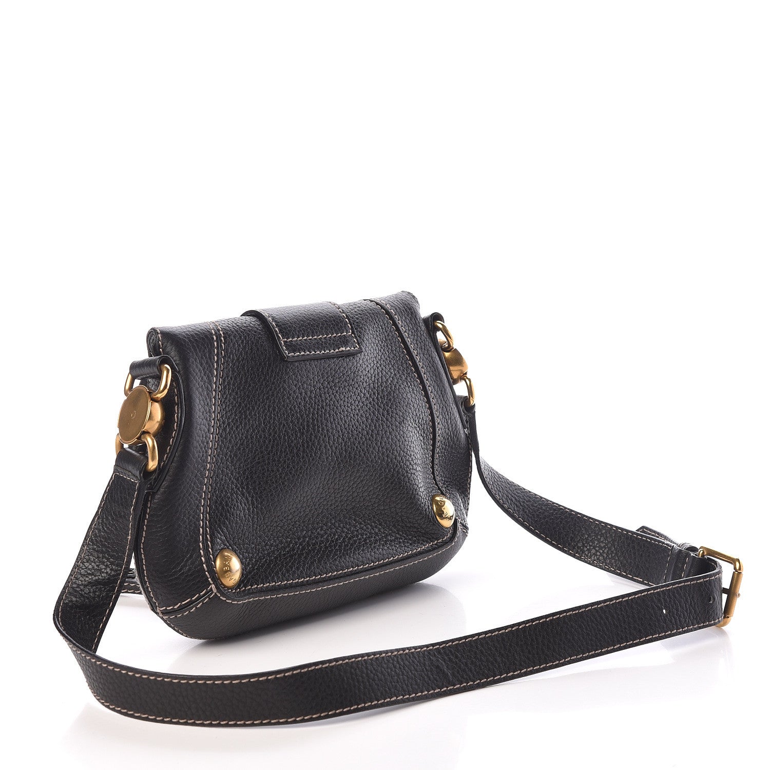 Dolce & Gabbana Grained Calfskin D Ring Shoulder Bag Black 3 of 9