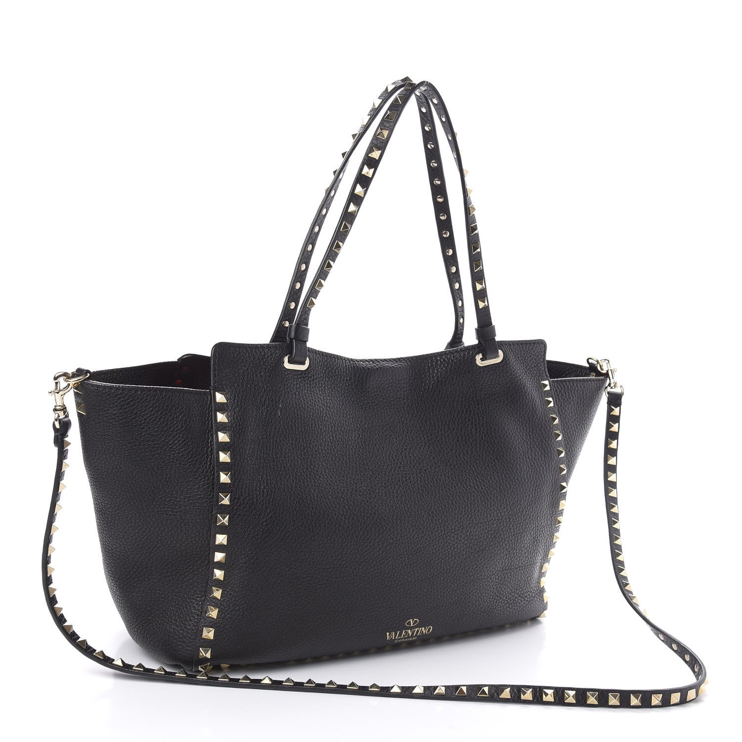 Valentino Garavani Pebbled Calfskin Medium Rockstud Tote Black 3 of 9