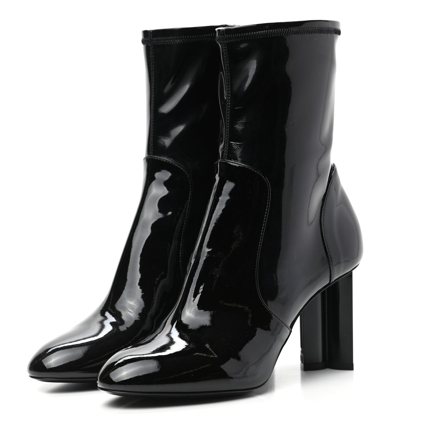Patent Silhouette Ankle Boots 39 Black