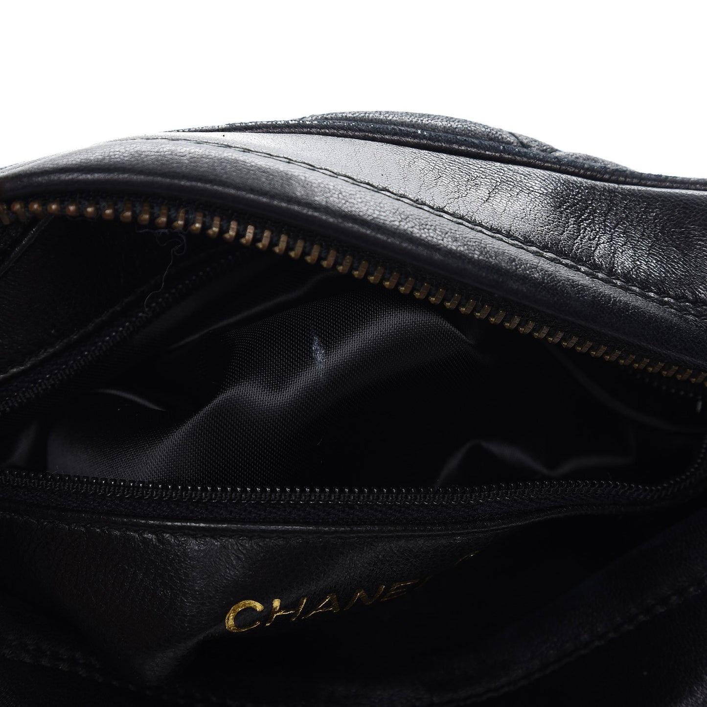 Lambskin Quilted Tassel Camera Case Black