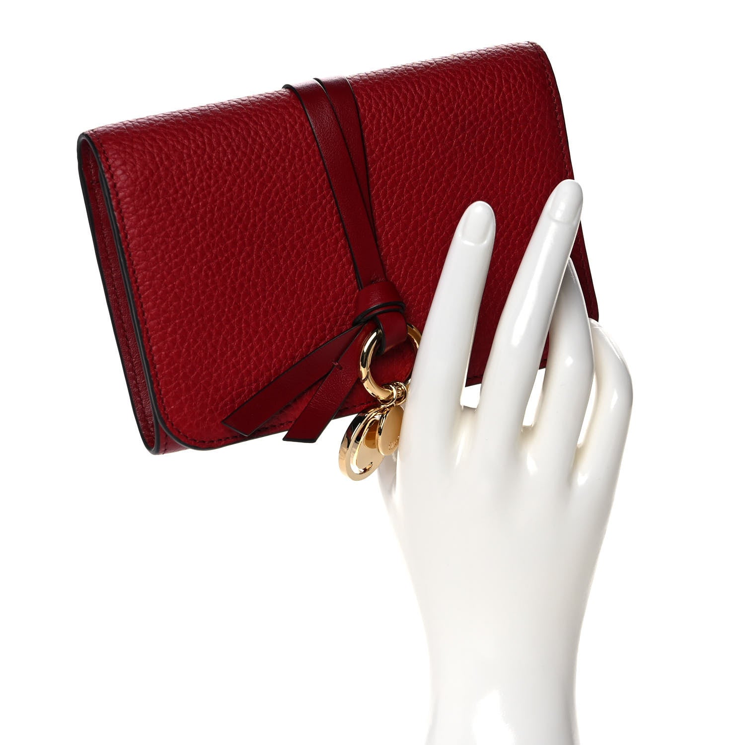 Chloe Calfskin Alphabet Compact Wallet Smoked Red 2 of 11