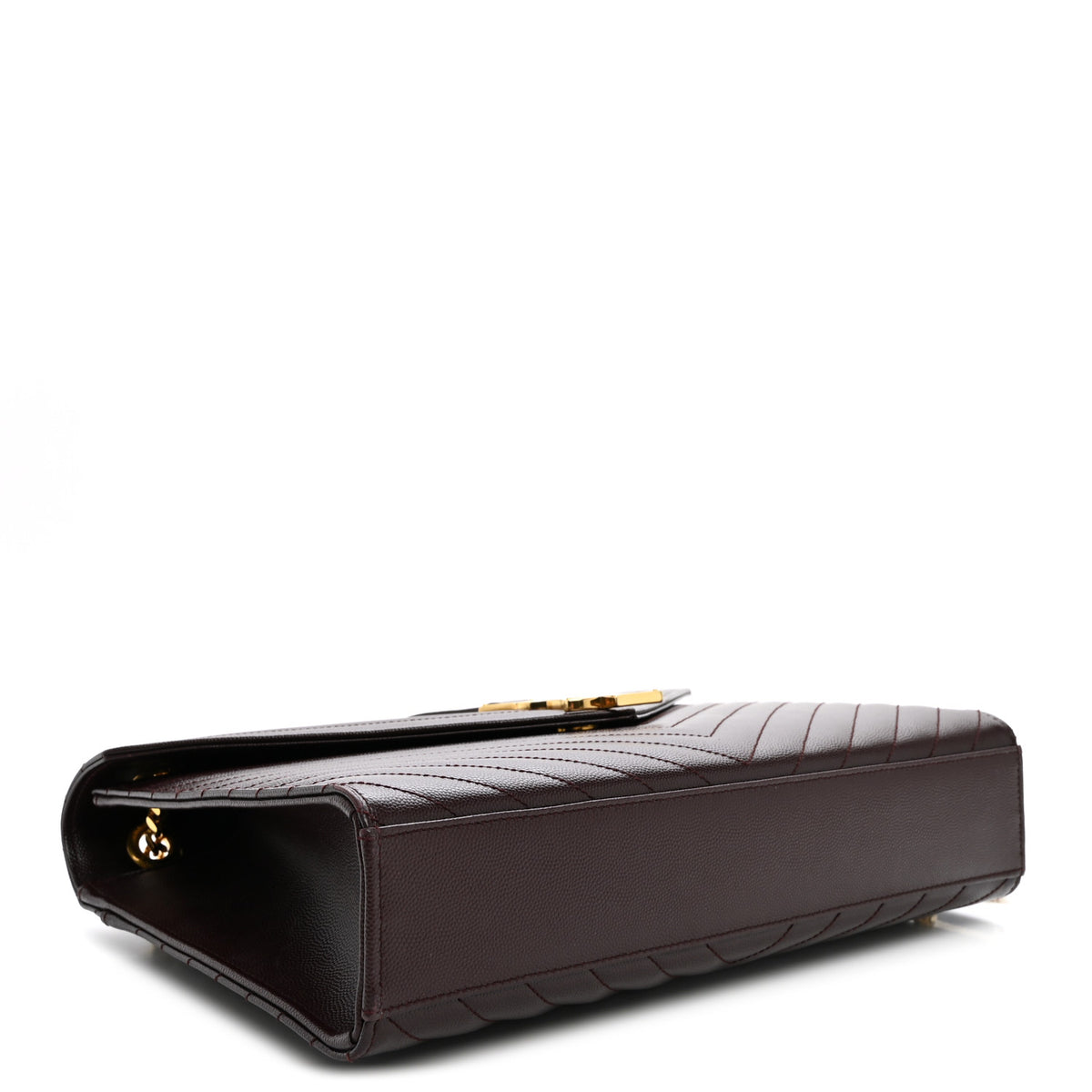 Saint Laurent Grain De Poudre Matelasse Chevron Large Monogram Satchel Rouge Legion 4 of 12