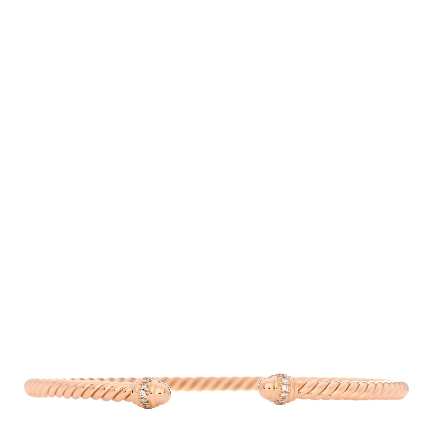 David Yurman 18K Rose Gold Diamond 3mm Cablespira Bracelet 1 of 3