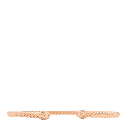 David Yurman 18K Rose Gold Diamond 3mm Cablespira Bracelet 1 of 3