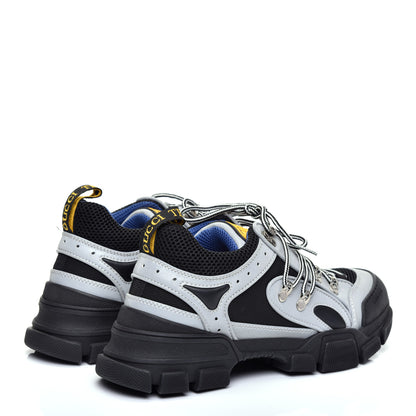 Gucci X SEGA Mesh Technical Canvas Calfskin Reflective Mens Flashtrek Sneakers 7 Silver Black 4 of 8