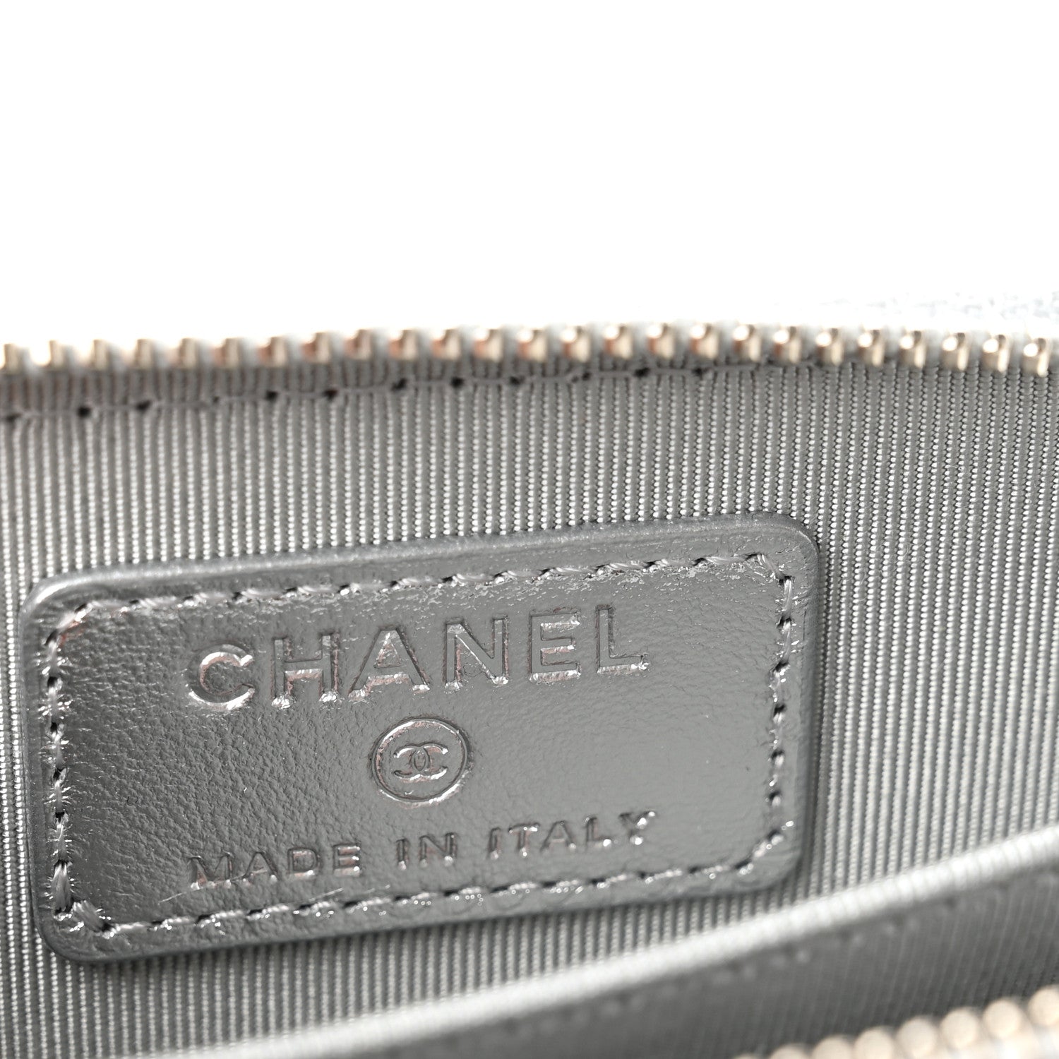 Chanel Gradient Metallic Calfskin Quilted Zip Around Coin Purse Wallet Silver Blue Yellow Purple 6 of 8