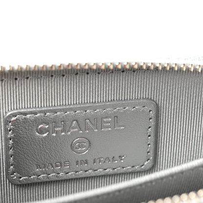 Chanel Gradient Metallic Calfskin Quilted Zip Around Coin Purse Wallet Silver Blue Yellow Purple 6 of 8
