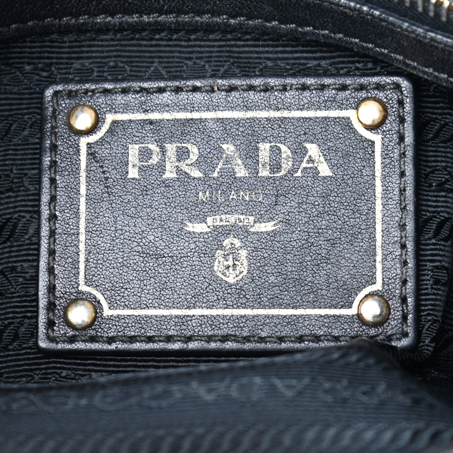 Prada Tessuto Nylon Soft Calfskin Shopping Satchel Black 6 of 8
