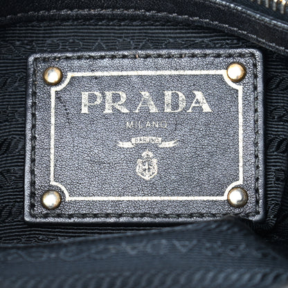 Prada Tessuto Nylon Soft Calfskin Shopping Satchel Black 6 of 8