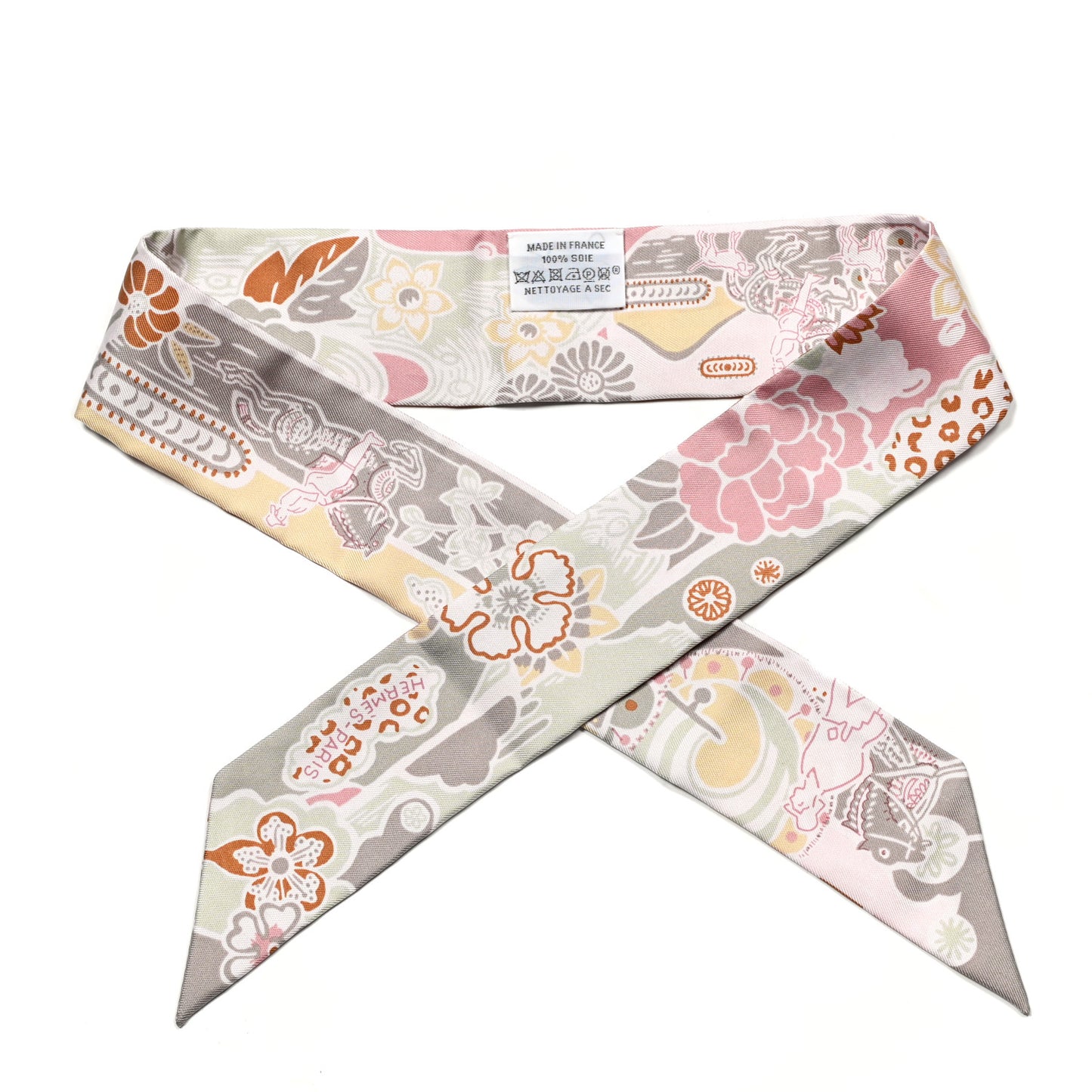 Silk Bingata Twilly Vieux Rose Vert De Eau