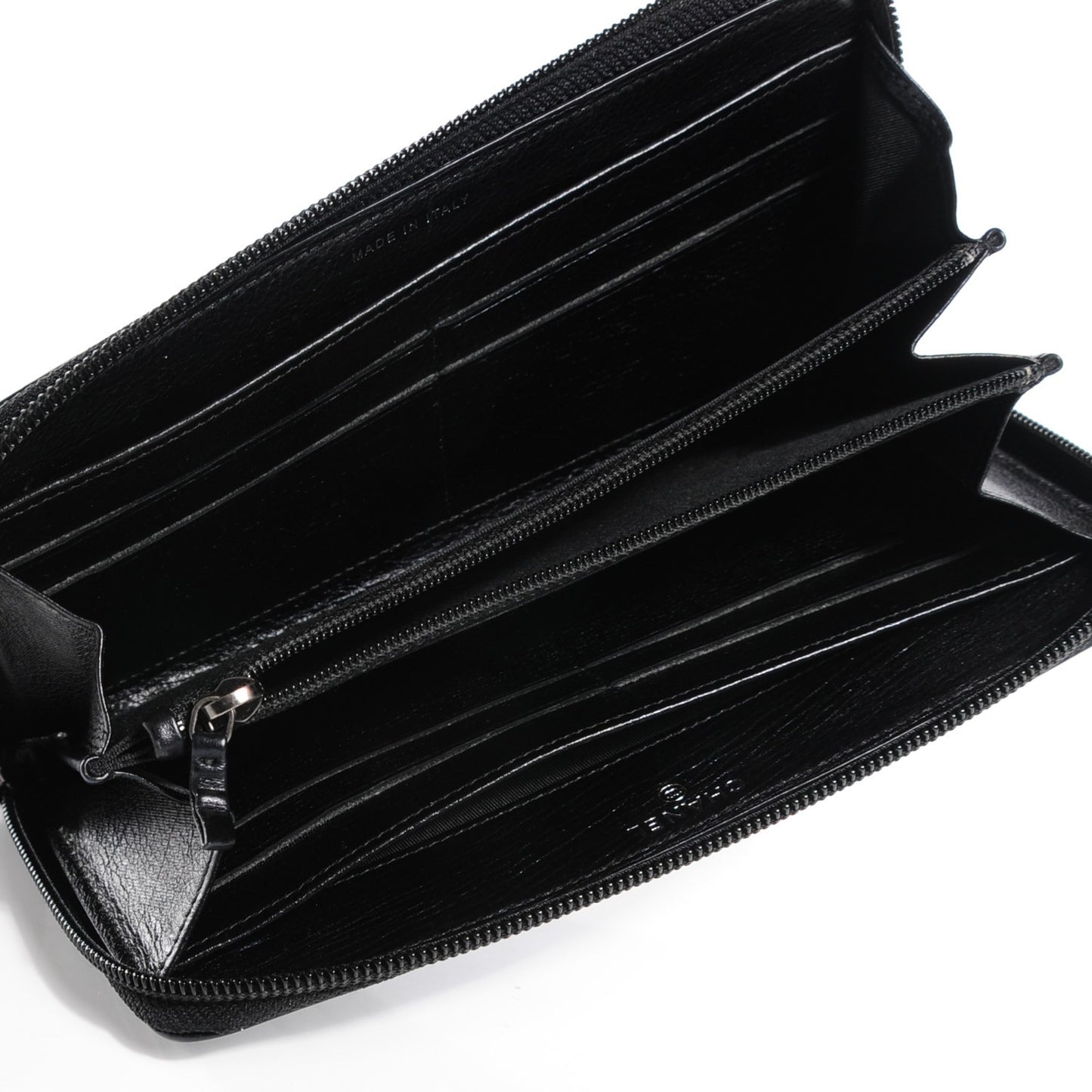 Calfskin Quilted Boy Zip Around Wallet Black