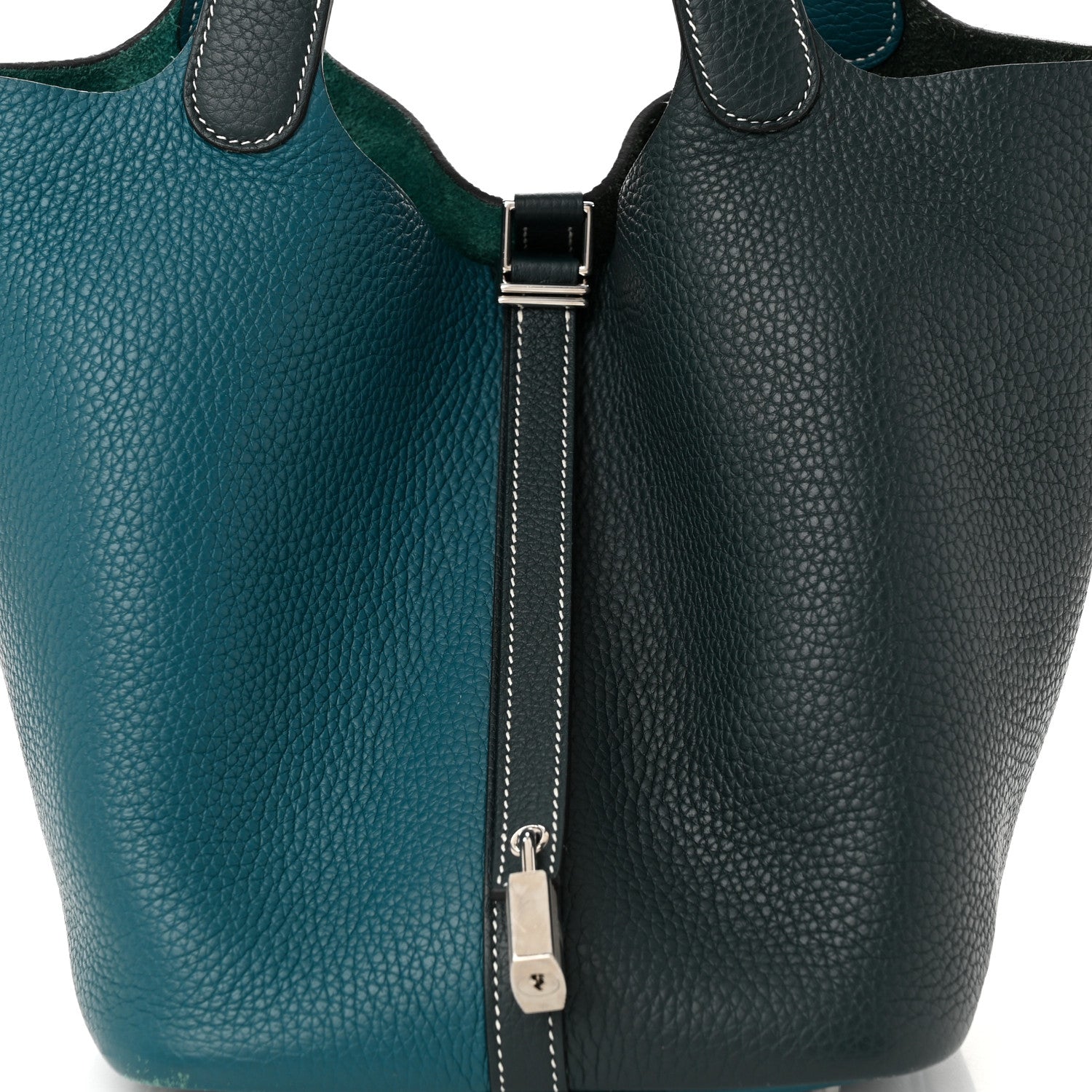 Hermes Taurillon Clemence Casaque Picotin Lock 22 MM Vert Bosphore Deep Bleu 8 of 11