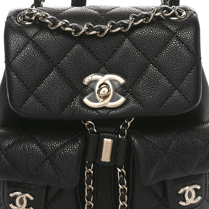 Chanel Shiny Caviar Quilted Small Duma Pockets Drawstring Backpack Black 8 of 11