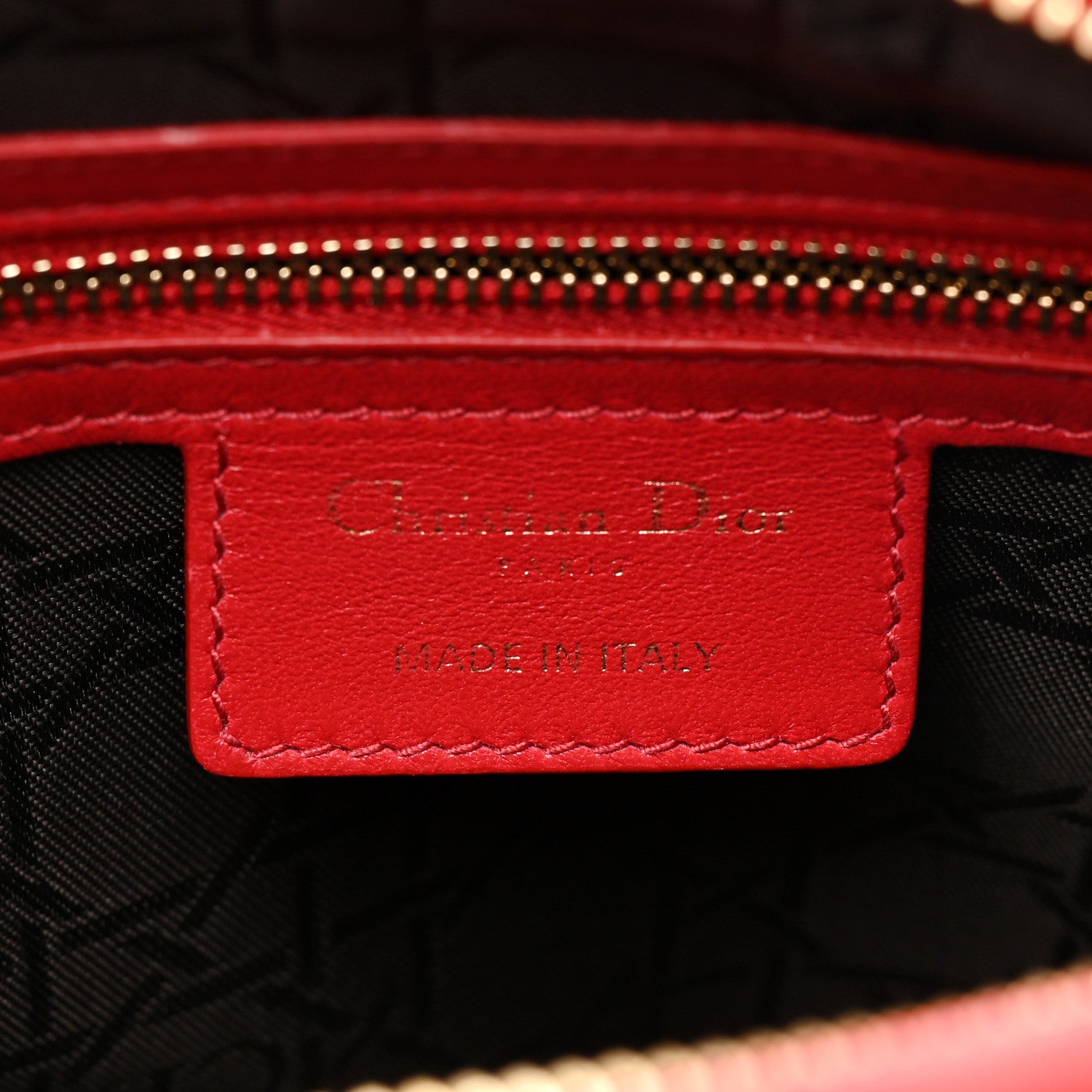 Christian Dior Lambskin Cannage Medium Lady Dior Red 6 of 14