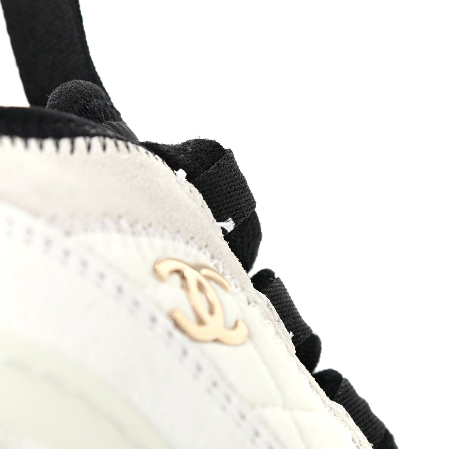 Chanel Velvet Calfskin Mixed Fibers CC Sneakers 39 Ivory Black 12 of 12