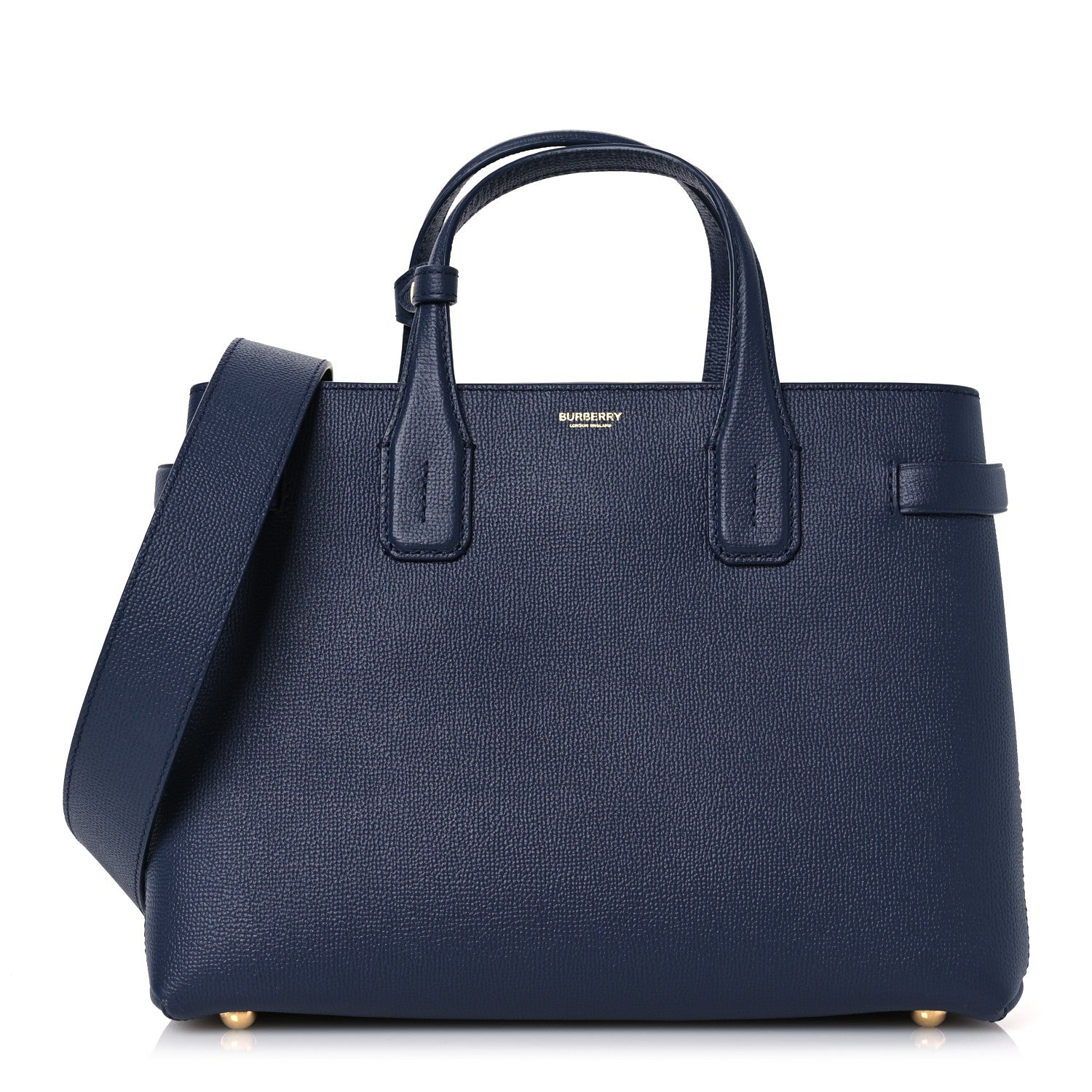 Burberry Derby Calfskin Vintage Check Medium Banner Tote Regency Blue 1 of 17