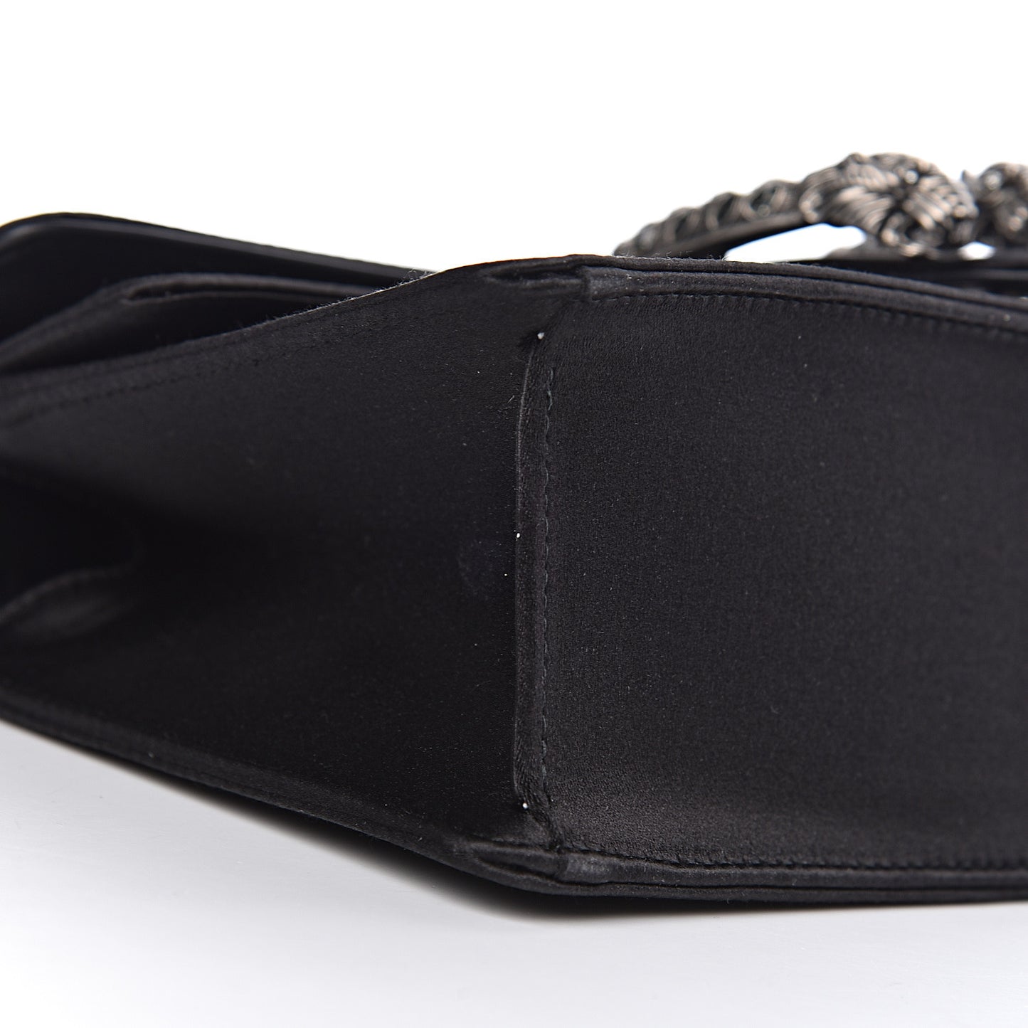 Satin Silk Crystal Small Dionysus Shoulder Bag Black Black Diamond