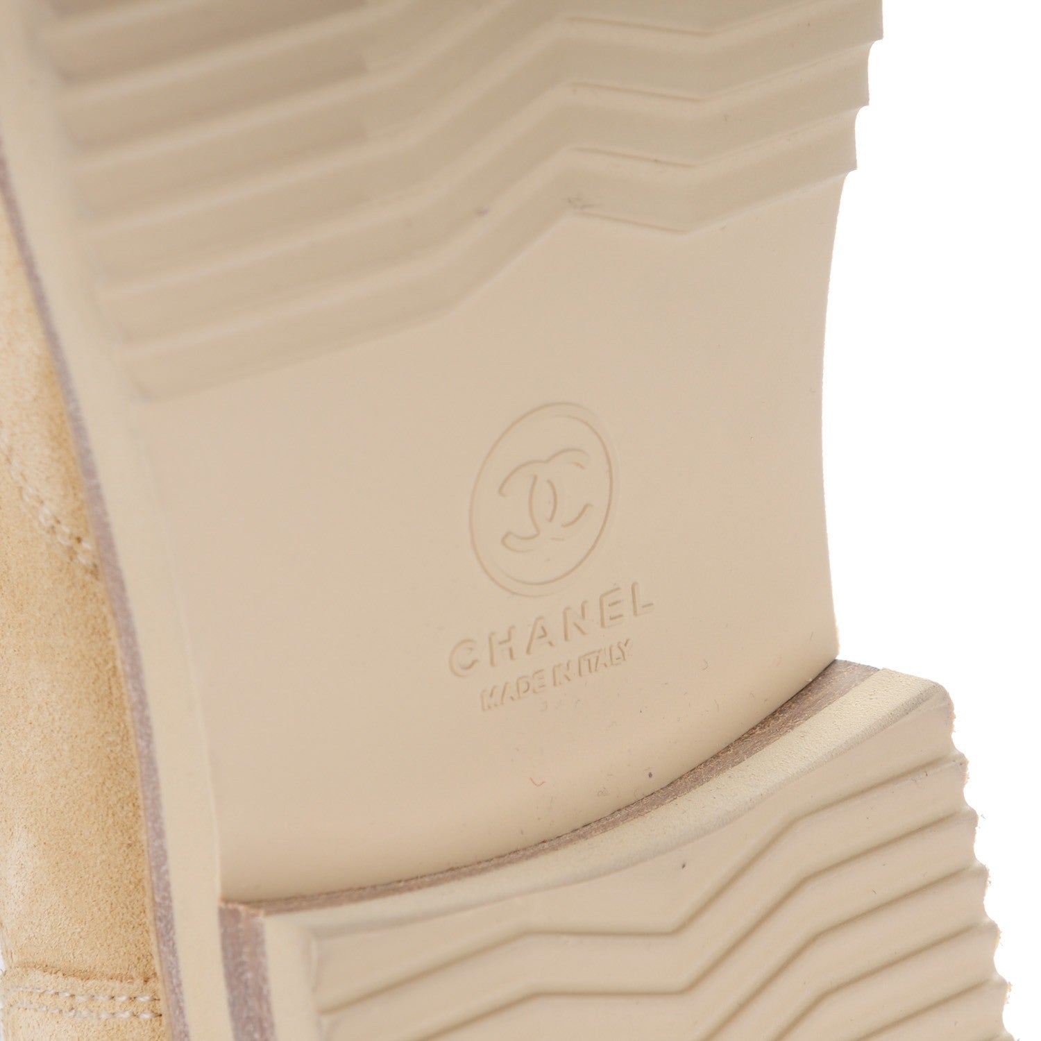Chanel Toile Suede Calfskin CC Lace Up Short Boots 39 Light Beige 6 of 9