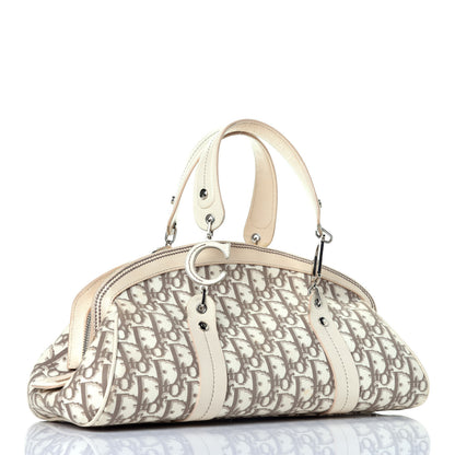 Christian Dior Monogram Vintage Flowers Frame Satchel Beige 3 of 10