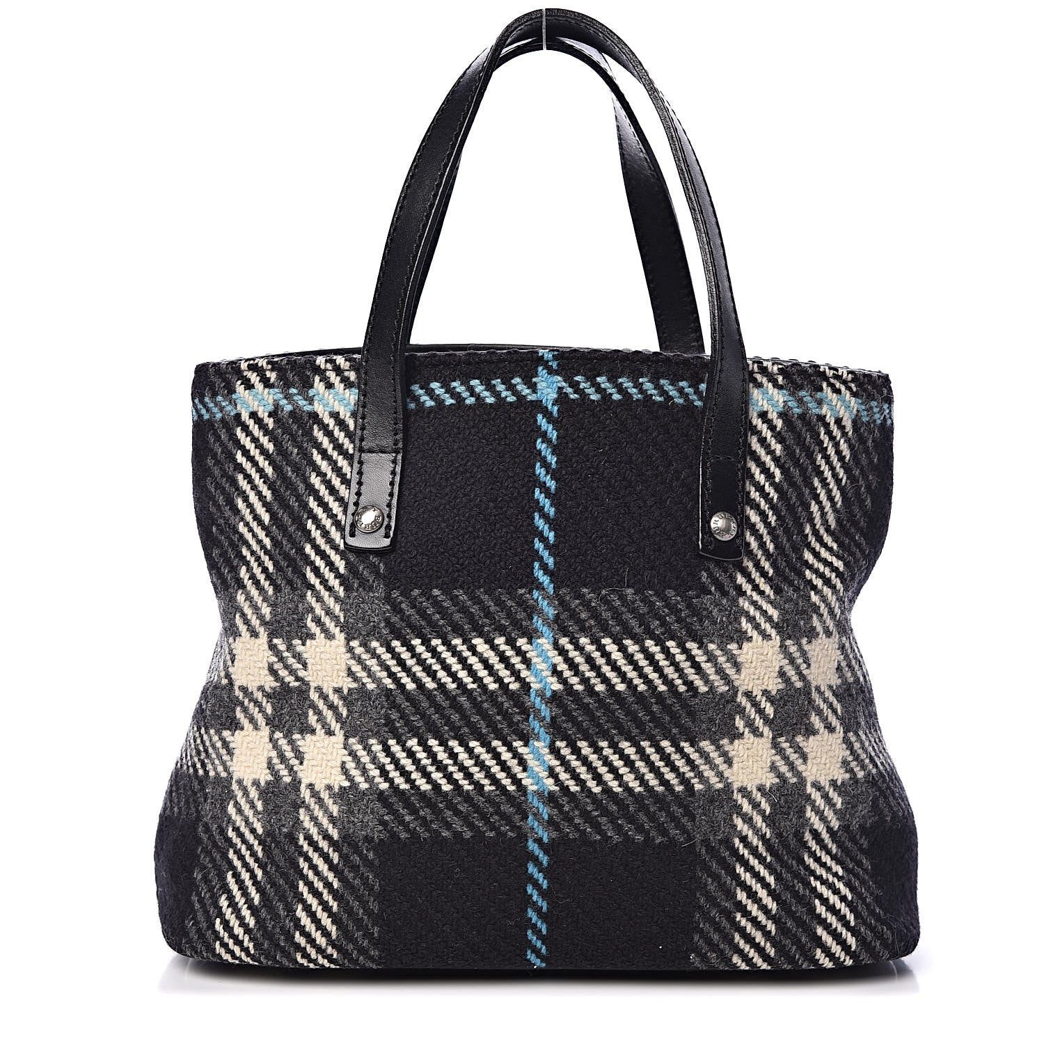 Burberry Wool Plaid Check Tote 1 of 10