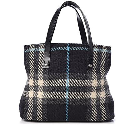 Burberry Wool Plaid Check Tote 1 of 10