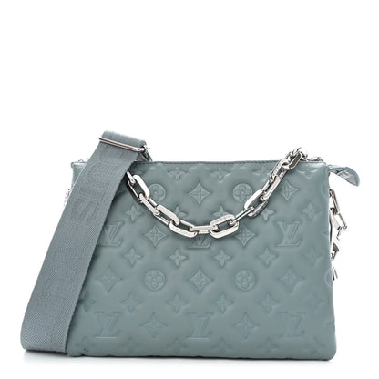Louis Vuitton Lambskin Embossed Monogram Coussin PM Blue Glacier 1 of 12