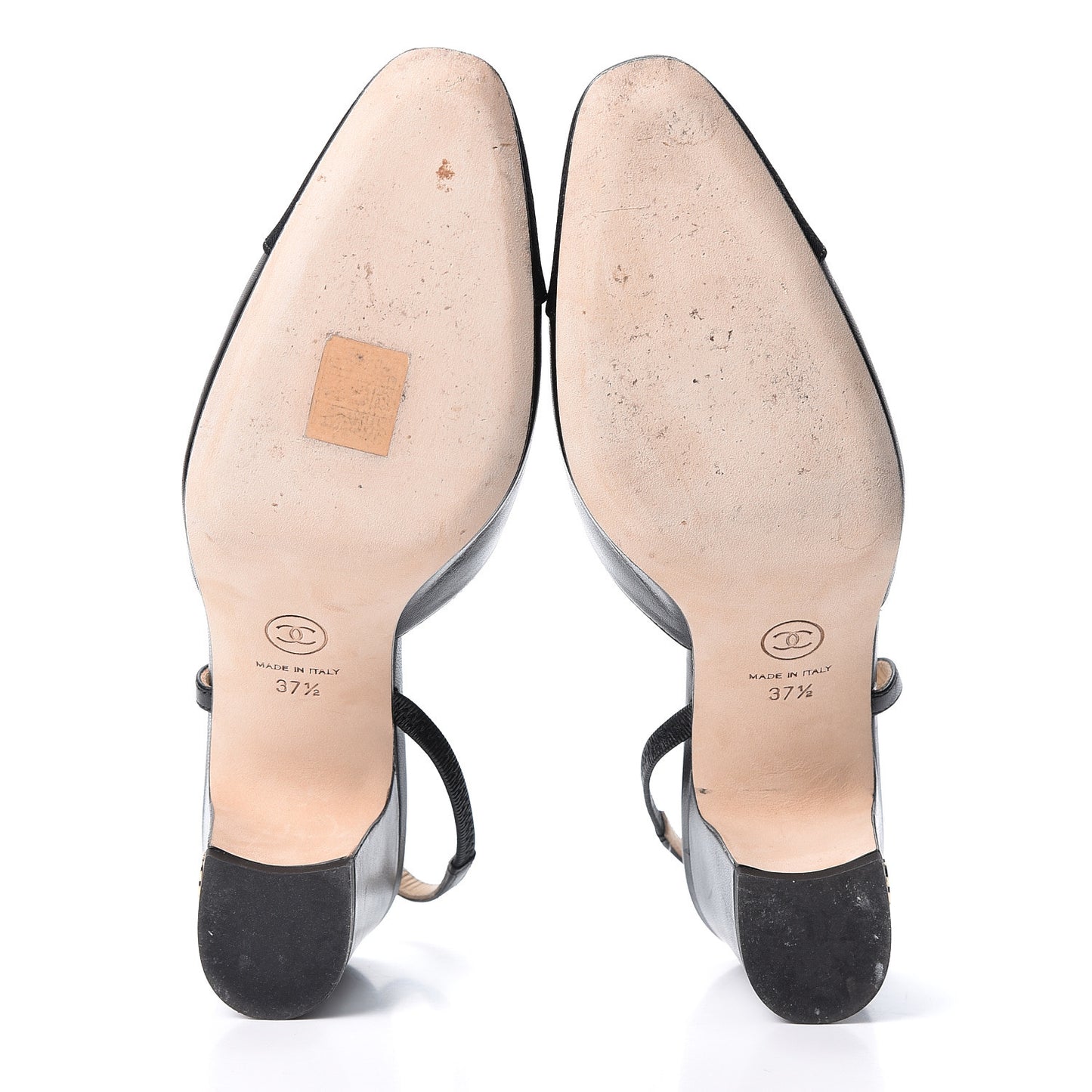 Goatskin Grosgrain Cap Toe CC Slingback Pumps 37.5 Black