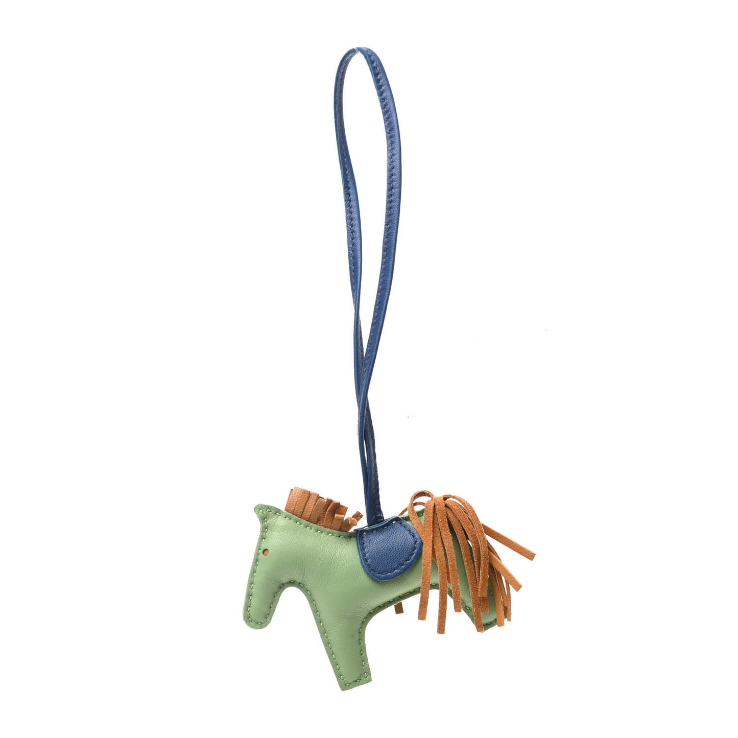 Milo Lambskin Grigri Rodeo Horse Bag Charm PM Vert Criquet Sesame Bleu de Malte