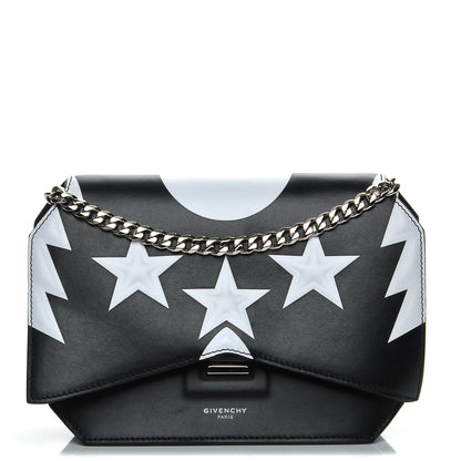 Givenchy Calfskin Stars Wings Print Bow Cut Chain Bag Black White 1 of 7