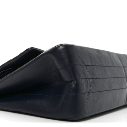 Chanel Aged Calfskin Chevron Quilted 2.55 Reissue 226 Flap Navy Blue 9 of 10