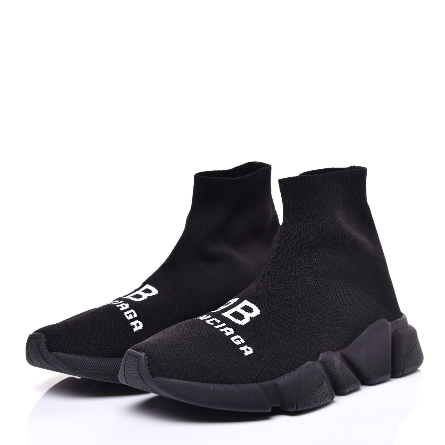 Balenciaga Neoprene Knit Logo Womens Speed Sneakers 39 Black 3 of 8