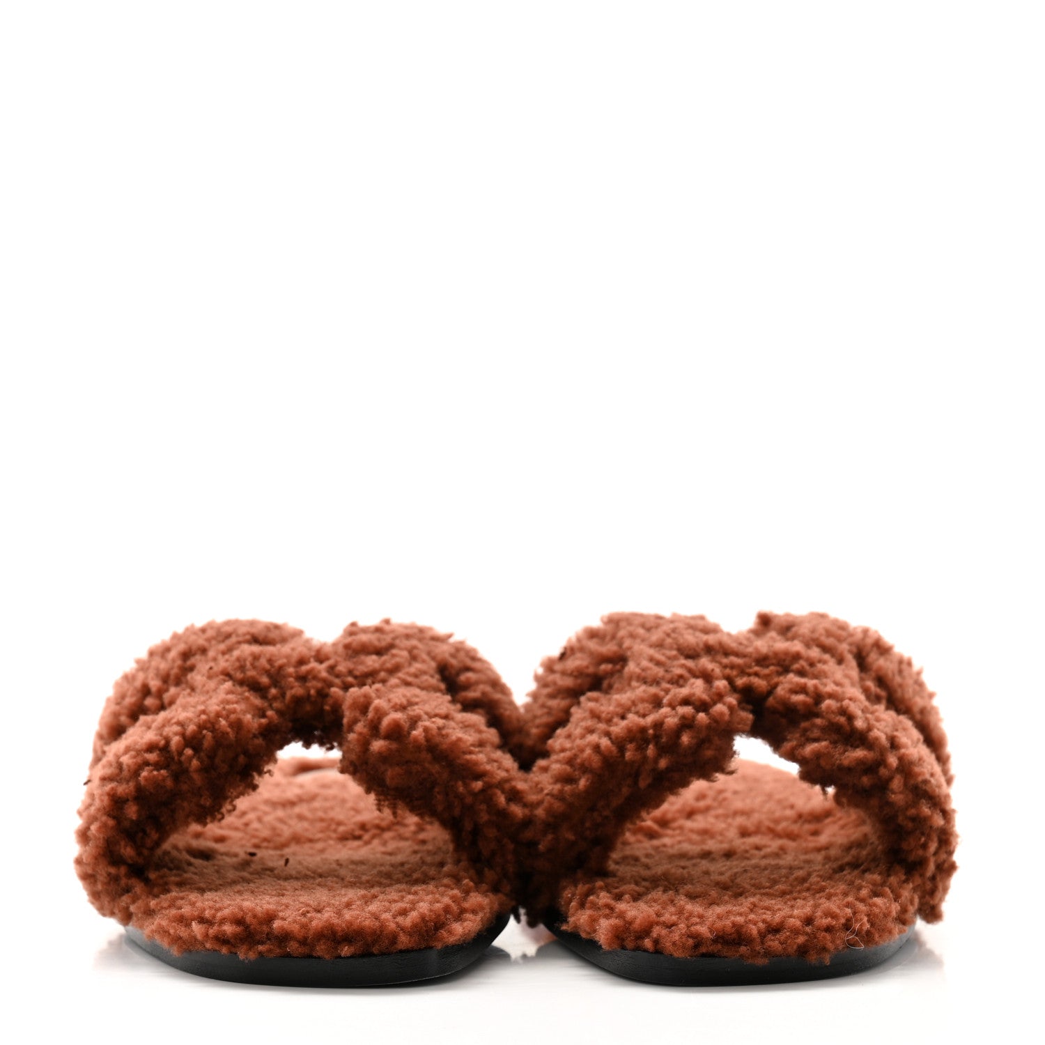 Hermes Woolskin Oran Sandals 37.5 Cognac 2 of 8