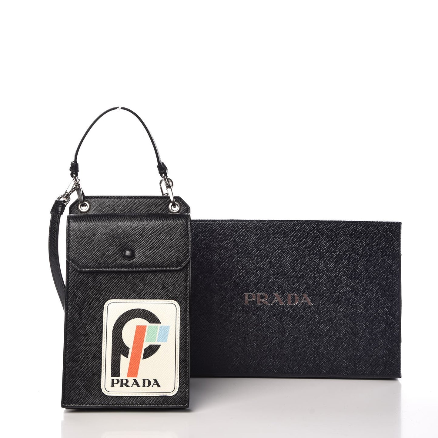 Saffiano Racing Logo Patch Mini Bag Black