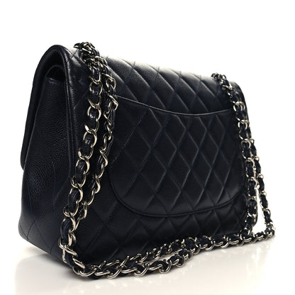 Chanel Caviar Quilted Jumbo Double Flap Navy Blue 2 of 13