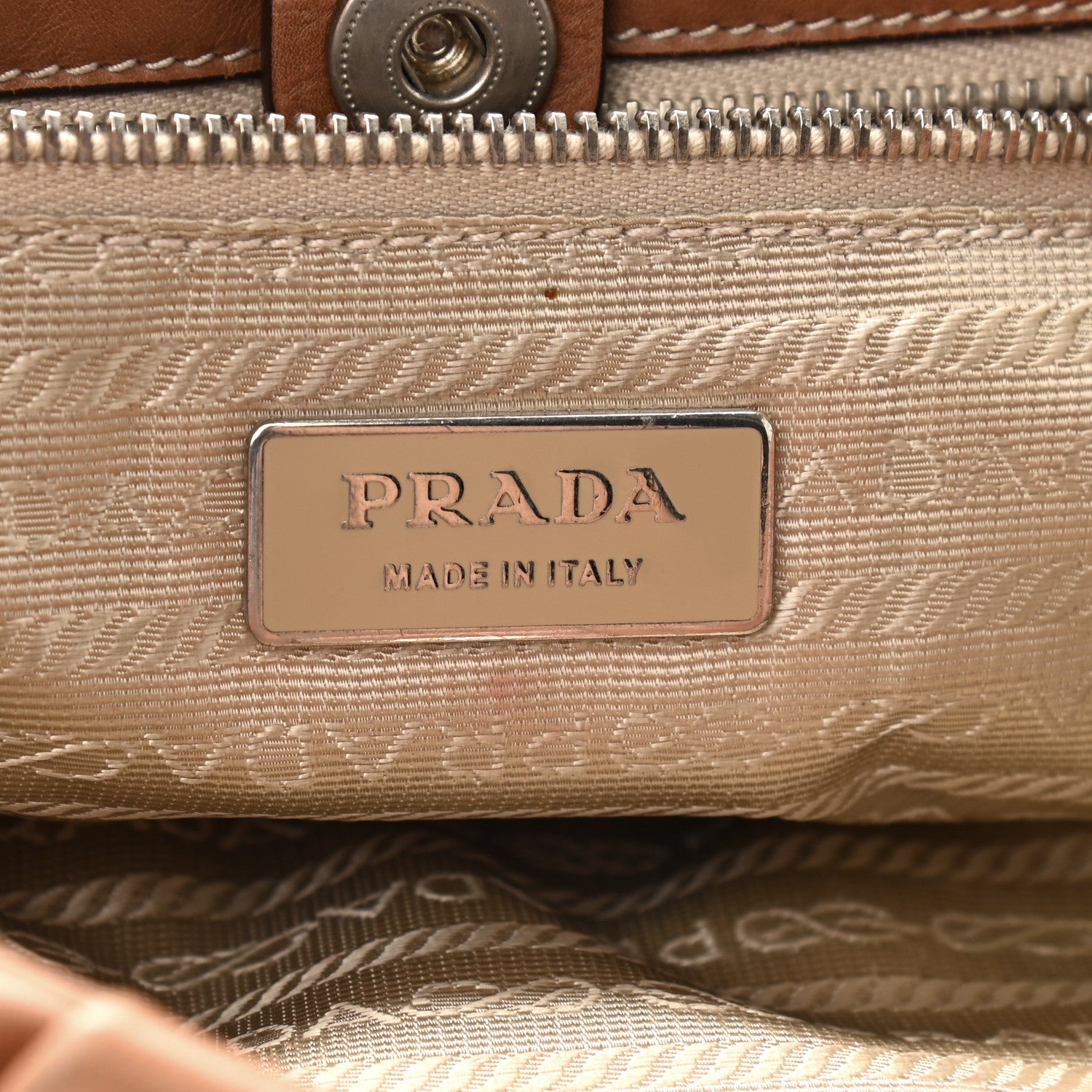 Prada Soft Calfskin Pleated Shoulder Bag Brown 6 of 11