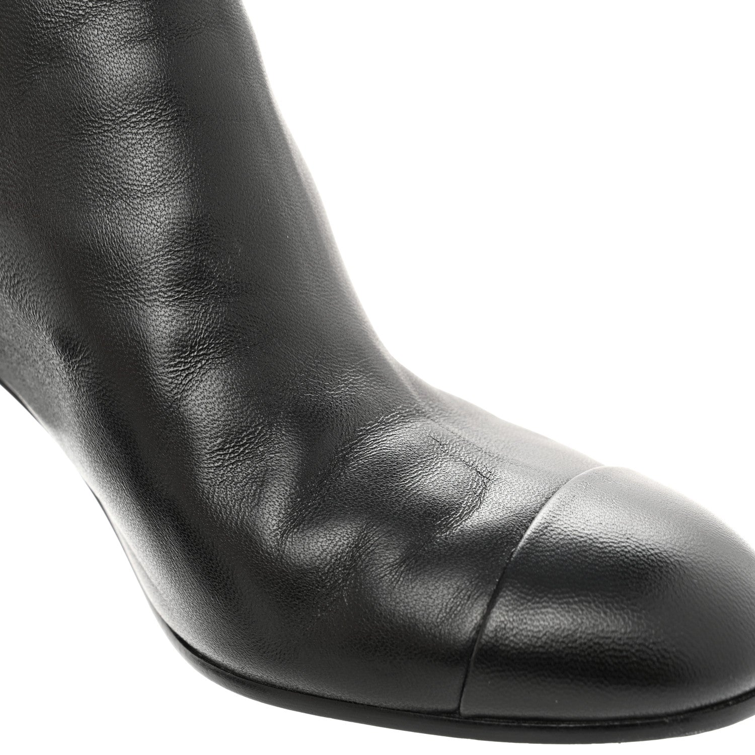 Chanel Lambskin Cap Toe CC Short Ankle Boots 36 Black 10 of 12