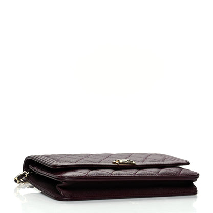 Chanel Caviar Quilted Boy Wallet On Chain WOC Dark Purple 3 of 9