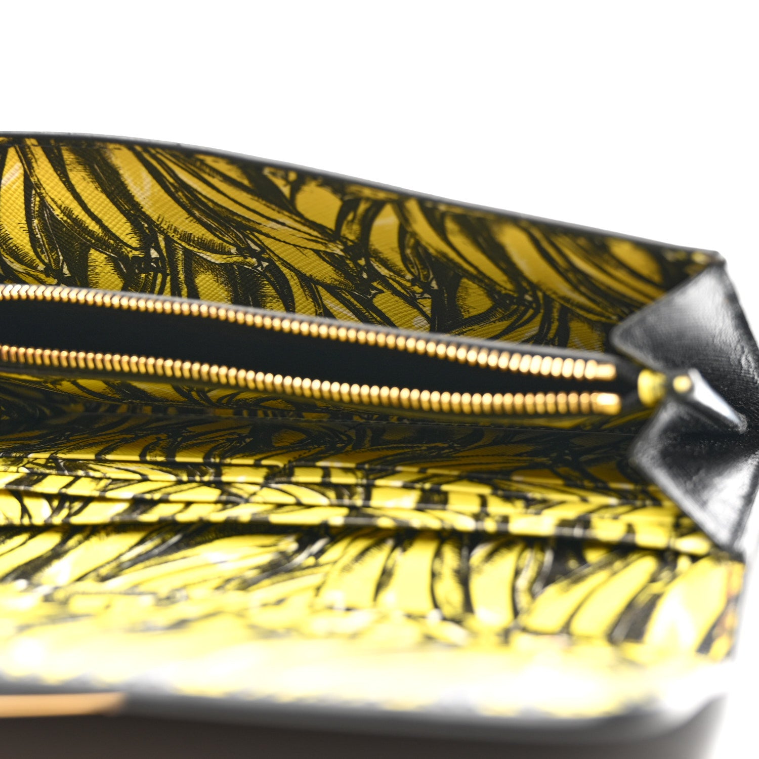 Prada Saffiano Banane Metal Continental Flap Wallet Black 5 of 12