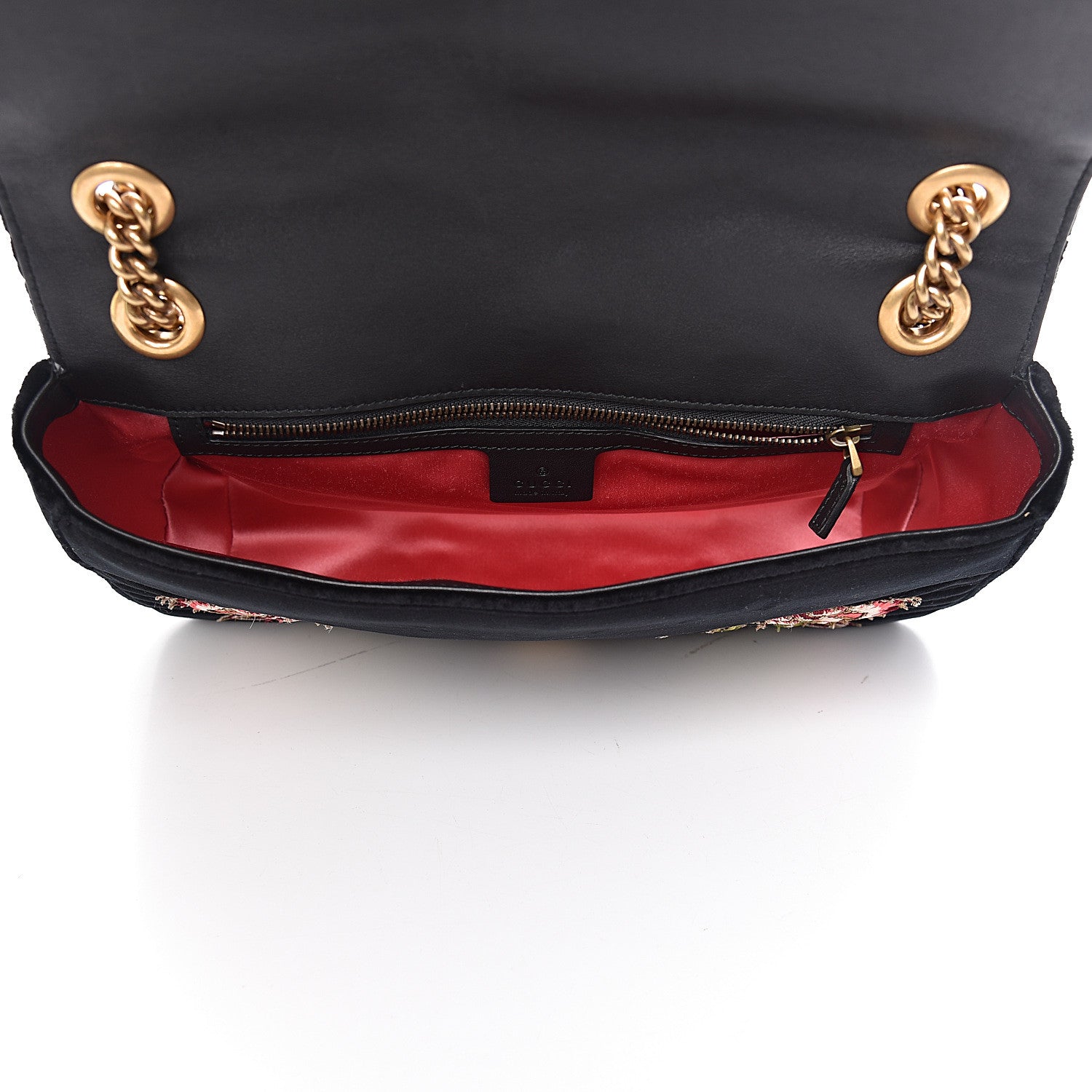 Gucci Velvet Matelasse Loved Embroidered Medium GG Marmont Shoulder Bag Black 5 of 11