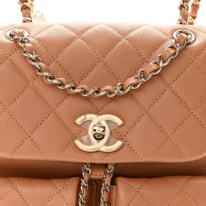 Chanel Shiny Caviar Quilted Medium Duma Pockets Drawstring Backpack Dark Beige 8 of 10