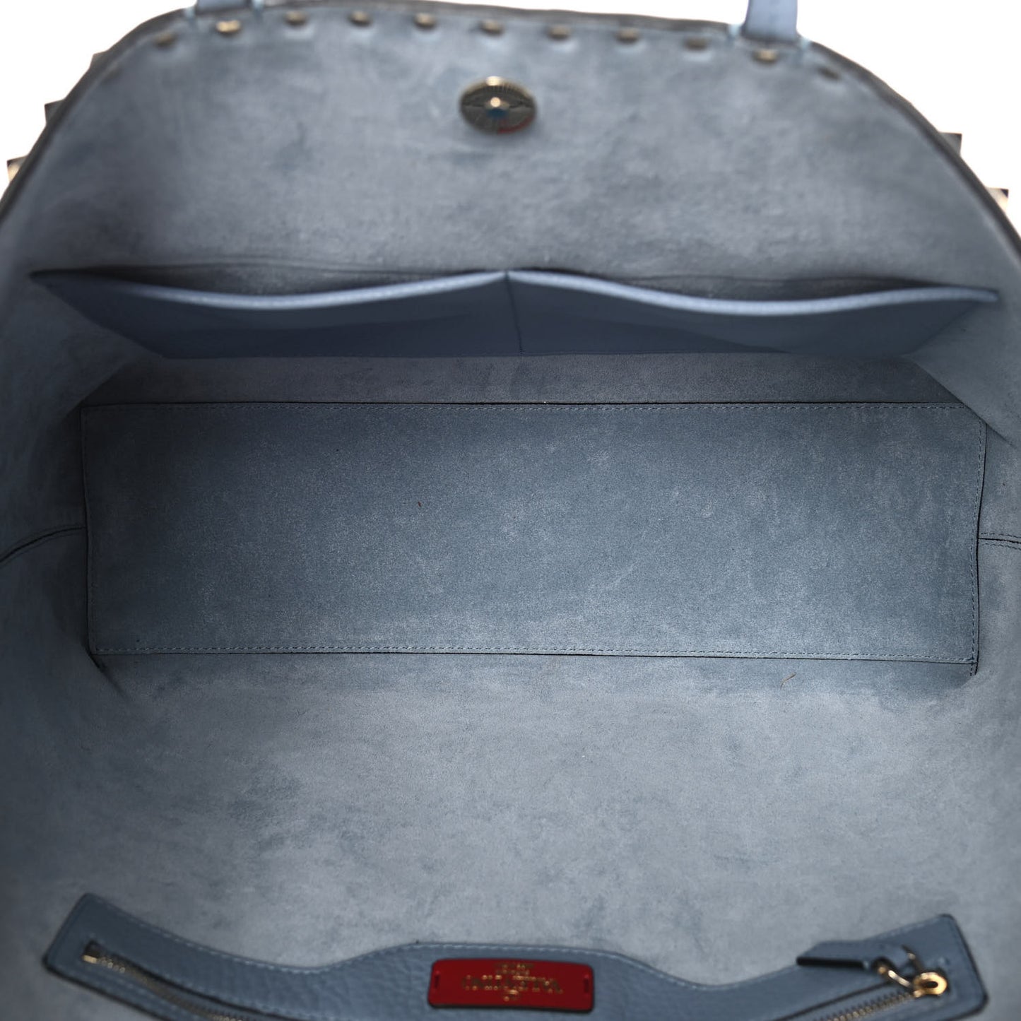 Grained Calfskin Rockstud Shoulder Tote Niagara