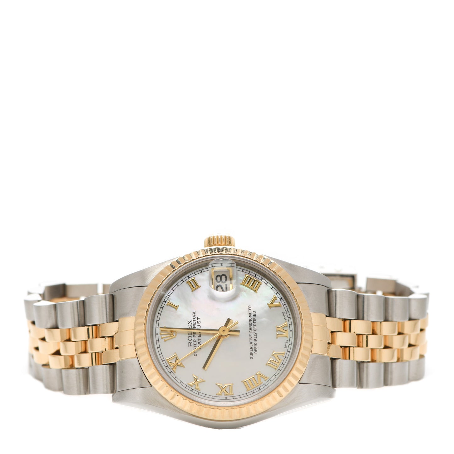 Stainless Steel 18K Yellow Gold Mother of Pearl 31mm Oyster Perpetual Datejust Watch Roman 78273
