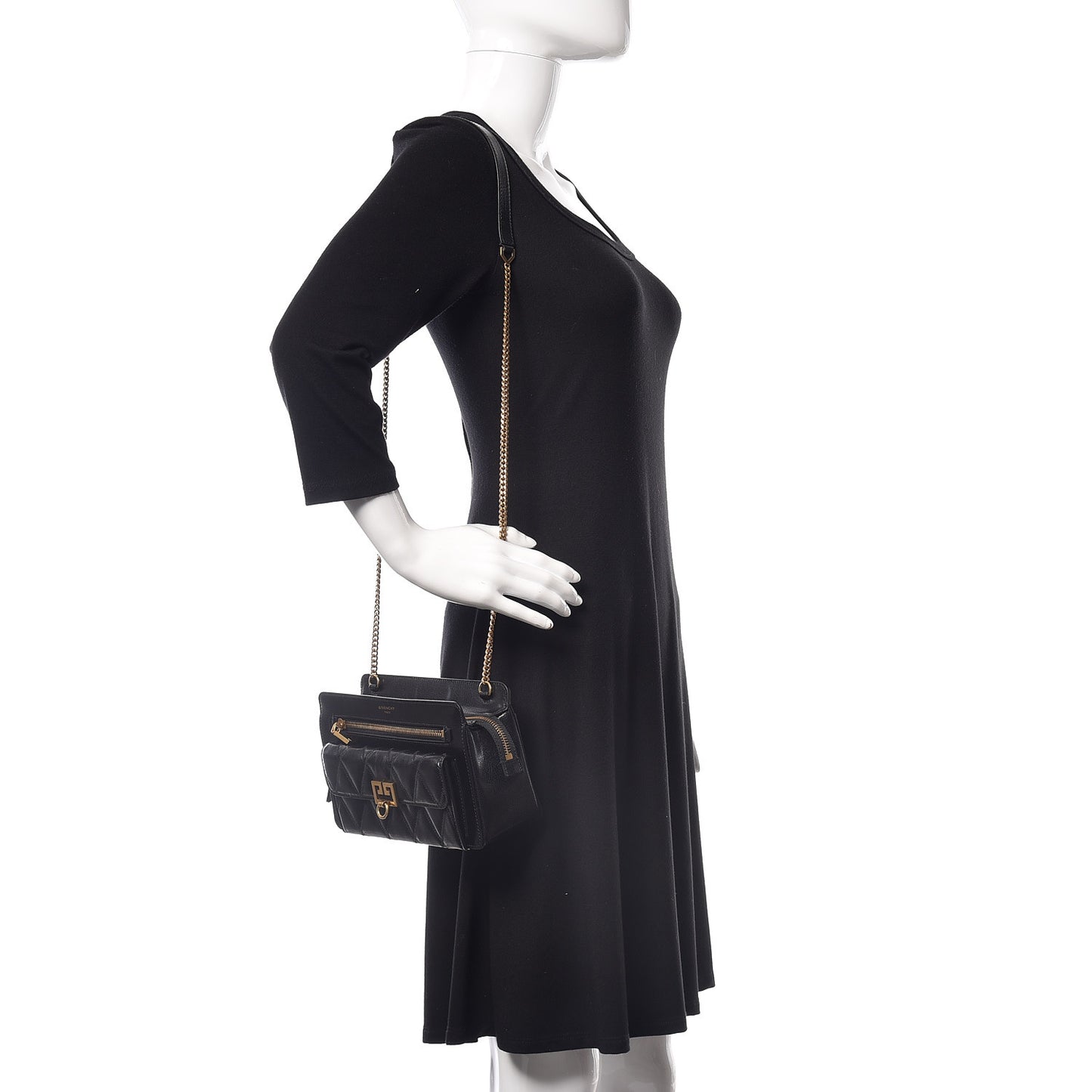 Goatskin Diamond Quilted Pocket Crossbody Black
